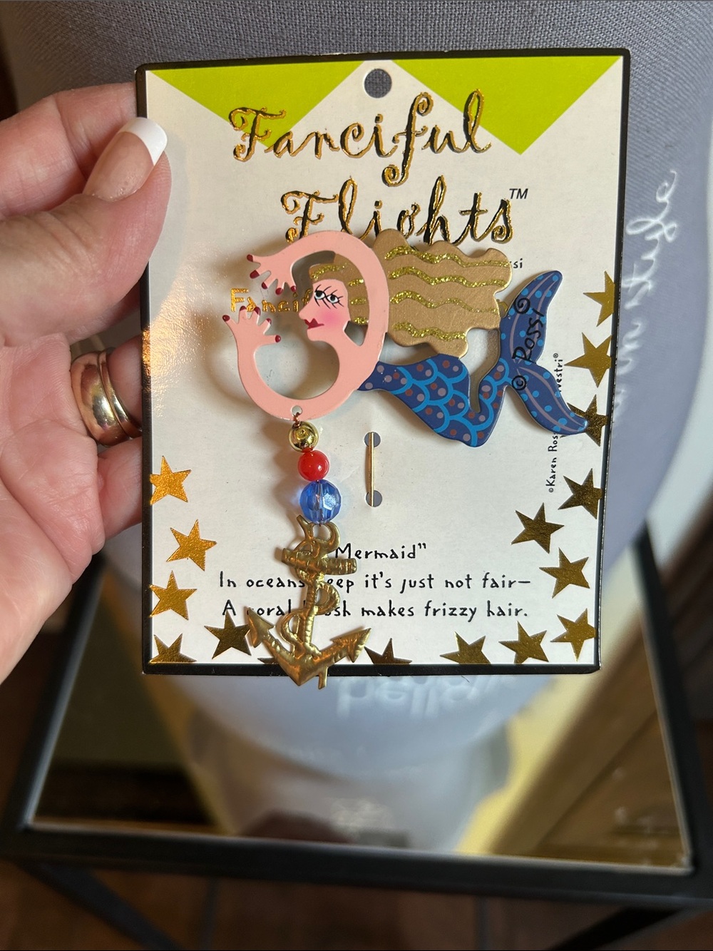 Mermaid Anchor Brooch - Pink, Blue, Gold